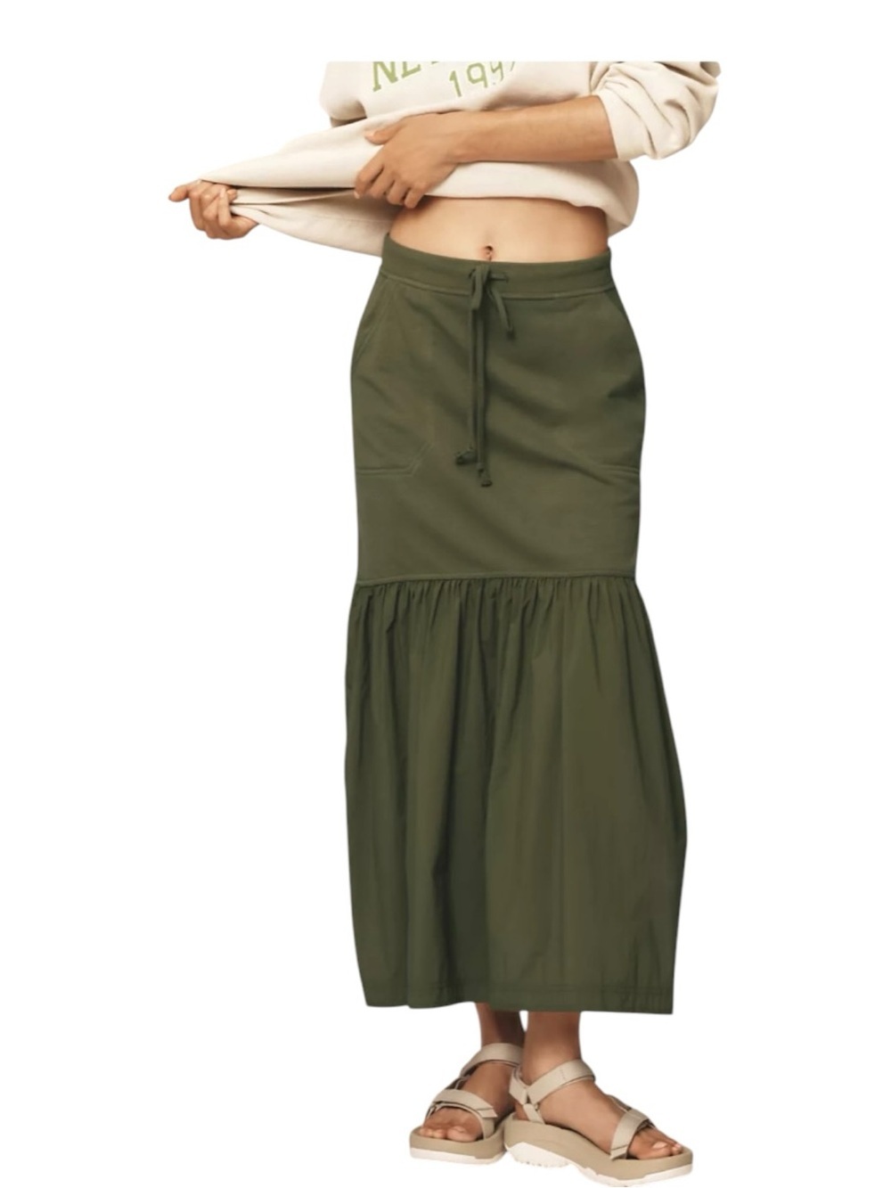 Daily Practice by Anthropologie: The Drop-Flounce Maxi Skirt Slip on Size Small - Picture 2 of 8